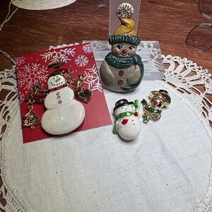 Kohl's Snowman Ornament Set - Red, Green, Gold, White